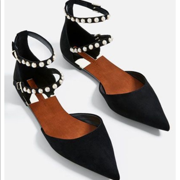 Zara Shoes - Zara black flat beaded shoe
